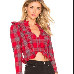 Majorelle Granada Red Tartain Plaid Top  REVOLE